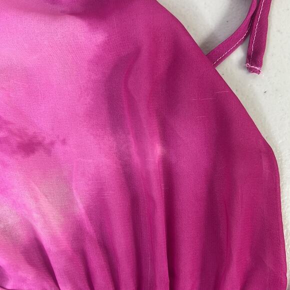 RTR TOCCIN X RTR
Pink Tie Dye Romper Sz 10 Open Back Satin Long Sleeve Ruffles - Picture 8 of 8